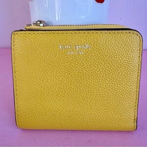 Kate Spade Sunny Yellow Pebbled Bi-Fold Leather Wallet NWOT